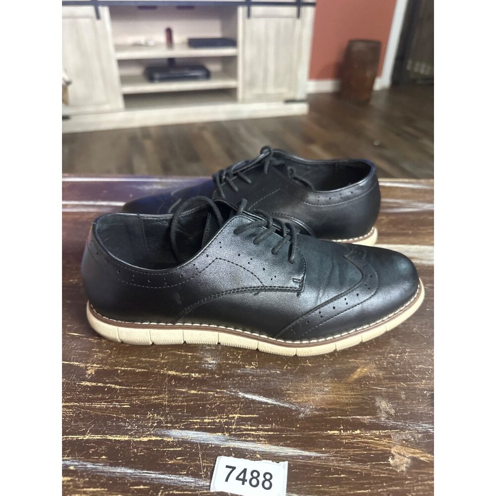 oliver mason size 7m wing tip oxfords black with white optic sole dress shoe - Picture 4 of 6